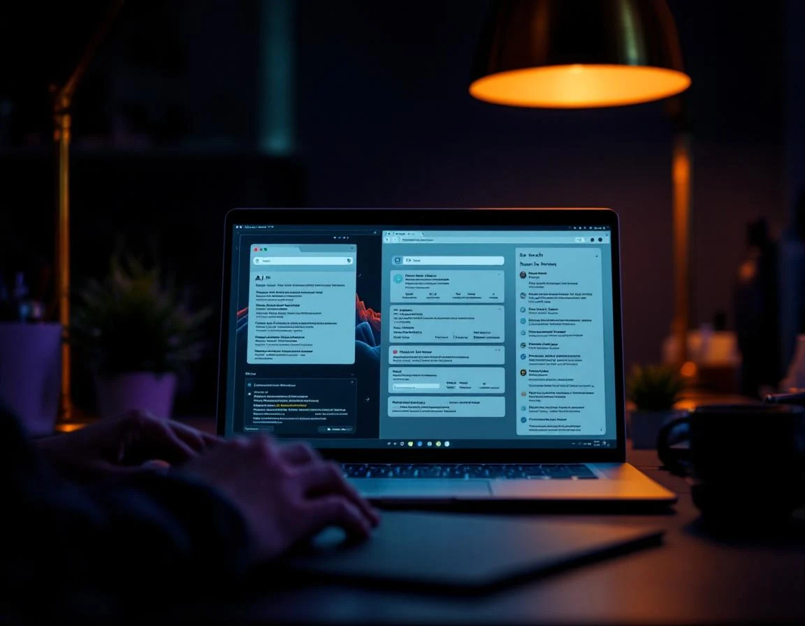 Laptop met meerdere AI search-engines side by side voor citation comparison